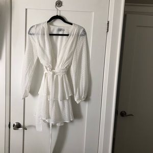 Lioness plunging white dress